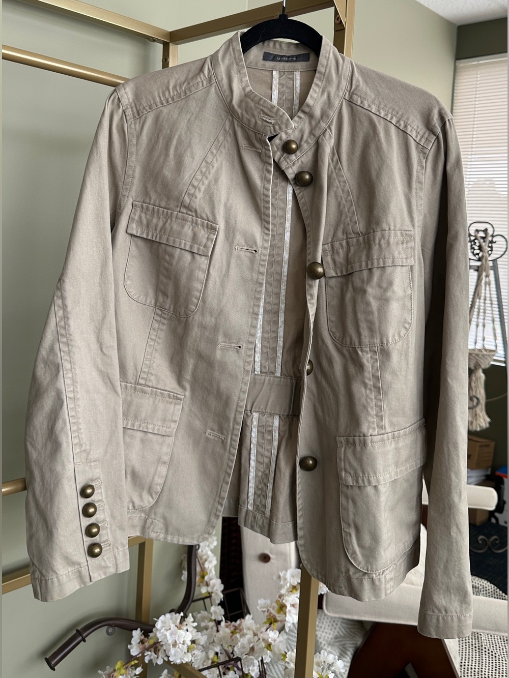Liz Claiborne Beige Military-Style Field Jacket